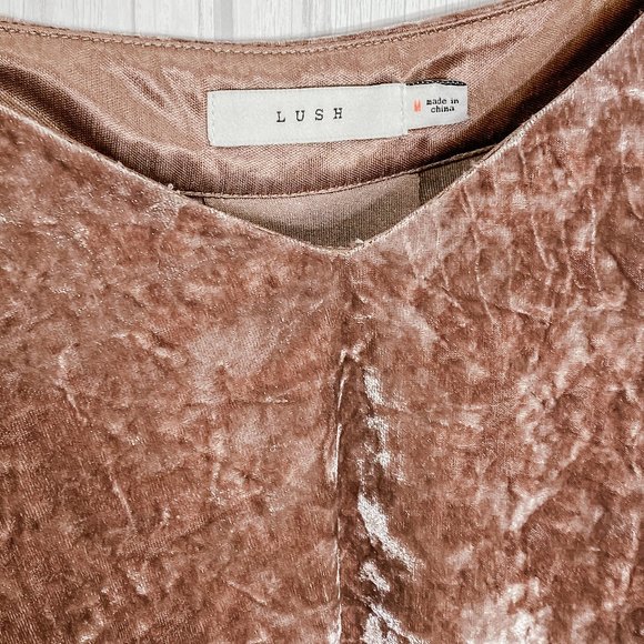 Lush Short Sleeve Velvet Crop Top Deep Pink - Picture 5 of 9